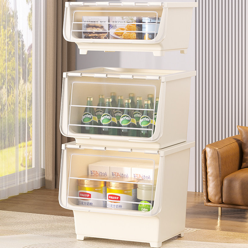 前开式透明收纳箱大容量翻盖零食收纳箱玩具收纳盒衣物家用收纳盒,淘宝优惠券,粉丝福利购,淘宝优惠卷