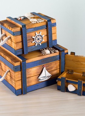 收纳盒地中海木质收纳箱储物箱套二套三首饰盒复古木箱子装饰定制