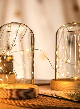 永生花玻璃罩展示盒 diy手办装饰桌面摆件干花透明防尘罩工艺定制