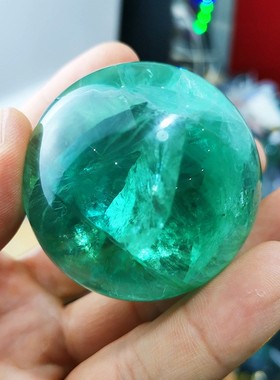 天然原石切割打磨抛光绿球球居家圆形摆件晶莹剔透定制