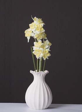 现代简约素烧白色陶瓷花瓶大号欧式创意插花干花器居家装饰品定制