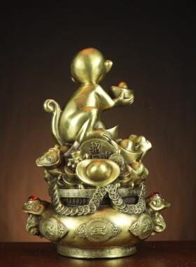 猴子 金猴献宝 福猴家居店铺摆件 聚宝盆猴 生肖猴