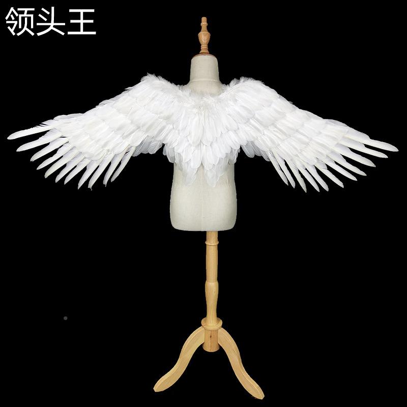 天使翅膀白色羽毛飞燕型翅膀成人儿童表演万圣节道具新娘花童装扮