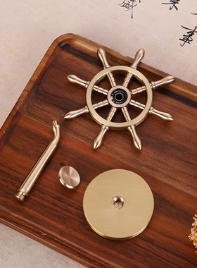 船舵掌舵人轮船领航舵一帆风顺船工艺品解压神器桌面摆件定制