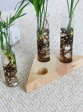 木架水培植物玻璃花瓶 花盆容器透明桌面摆件插花瓶家居摆件定制