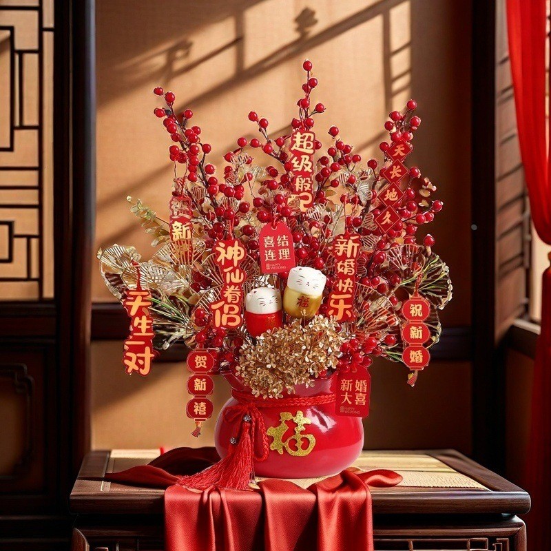 福桶乔迁新居装饰摆件客厅餐桌面玄关电视柜婚庆布置用品 搬定制 - 图2