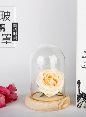 直供永生花玻璃罩展示盒防尘罩手办手模罩子透明桌面摆件定制