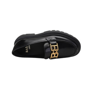 Bally/巴利女鞋 新款B型交织扣厚底小皮鞋单鞋脚蹬字母中跟圆头