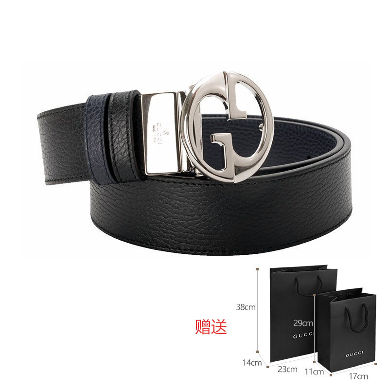 gucci男士经典百搭双g扣牛皮皮带 OEFASHION海外腰带/皮带/腰链
