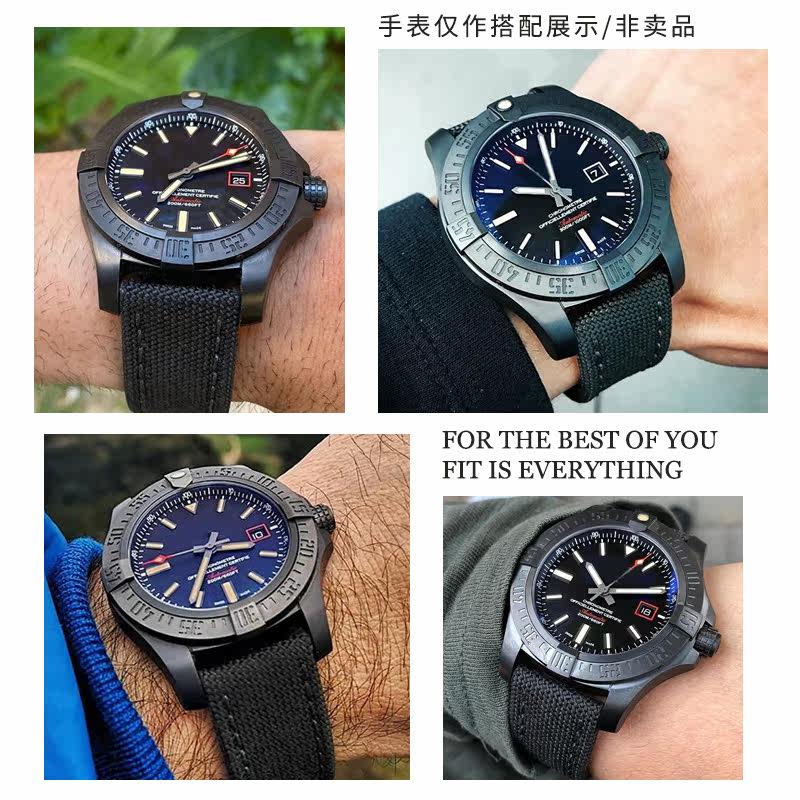 ygb尼龙帆布手表带百年灵22mm ygb配件