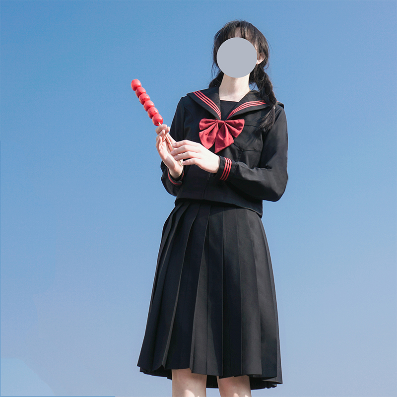 【山川】jk制服裙正版套装不良长裙黑领赤三本基础款全套水手服秋 - 图3