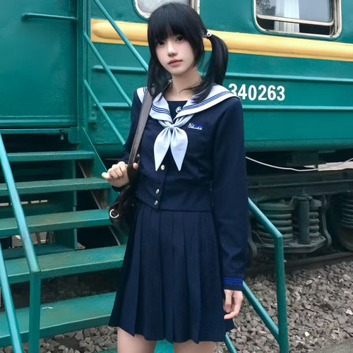 【凛冬】山川原创正版收腰jk水手服制服中间服套装日系学院风短袖 - 图2