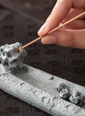 国潮青砂石香托香插办公桌面家居装饰品茶宠摆件线香托香座摆件