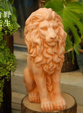 欧式陶土狮子摆件雕像