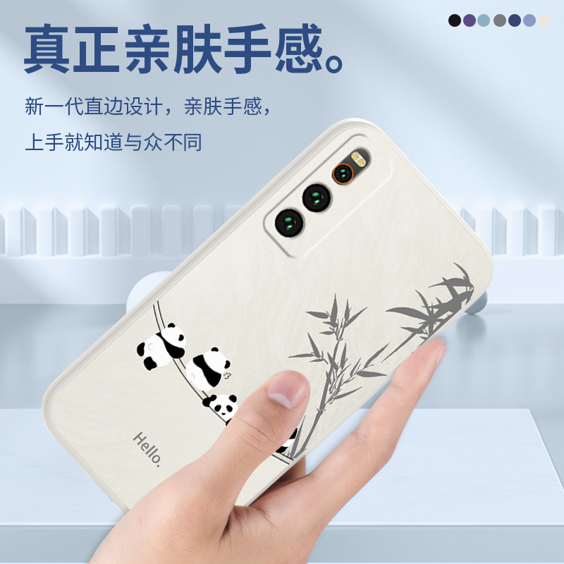 适用iQOONeo3手机壳新款iQOO3液态硅胶撞色熊猫iQOOz1x全包镜头vivo个性创意卡通iQOOz1网红小众男女款保护套 - 图2