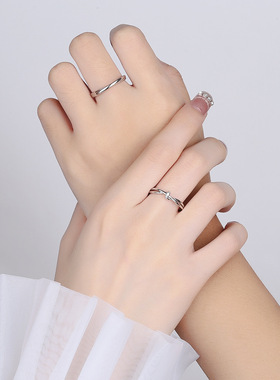 25纯银双生结情侣戒指情人节礼物