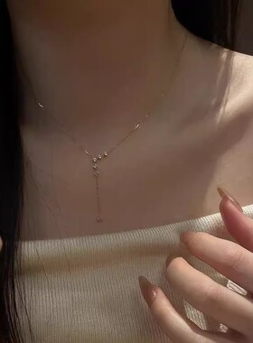 Y字碎钻简约精致细闪极细锁骨链