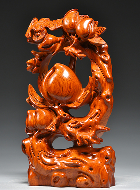 花梨木寿桃摆件长辈生日工艺