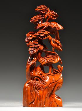 松鹤延年根雕家居客厅贺寿工艺品