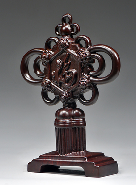 黑檀木雕刻福字摆件中式客厅电视柜实木家居装饰品红木工艺品送礼