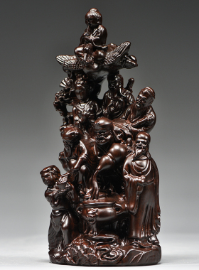 黑檀木雕刻八仙过海摆件