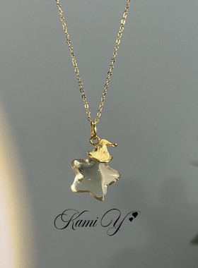 中古新款水晶金帽项链女小众简约