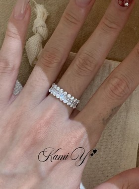 璀璨星河蕾丝排钻银色戒指女