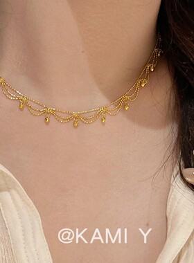 法式优雅蕾丝露珠项链