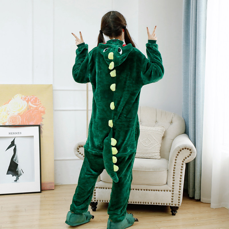 恐龙卡通哈士奇连体珊瑚绒动漫睡衣 媛目睡衣/家居服套装