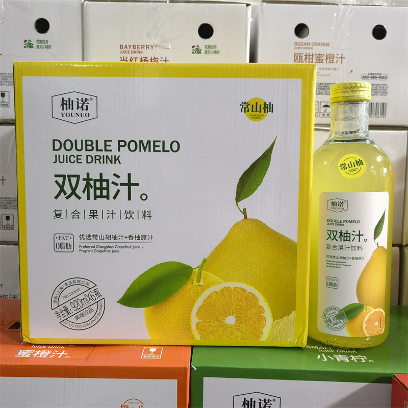 柚诺红西柚920ml*6瓶整箱大瓶橙汁小青柠杨梅汁双柚复合果汁饮料 - 图3