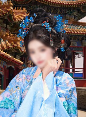 新中式景泰蓝发簪仿清代汉服头饰