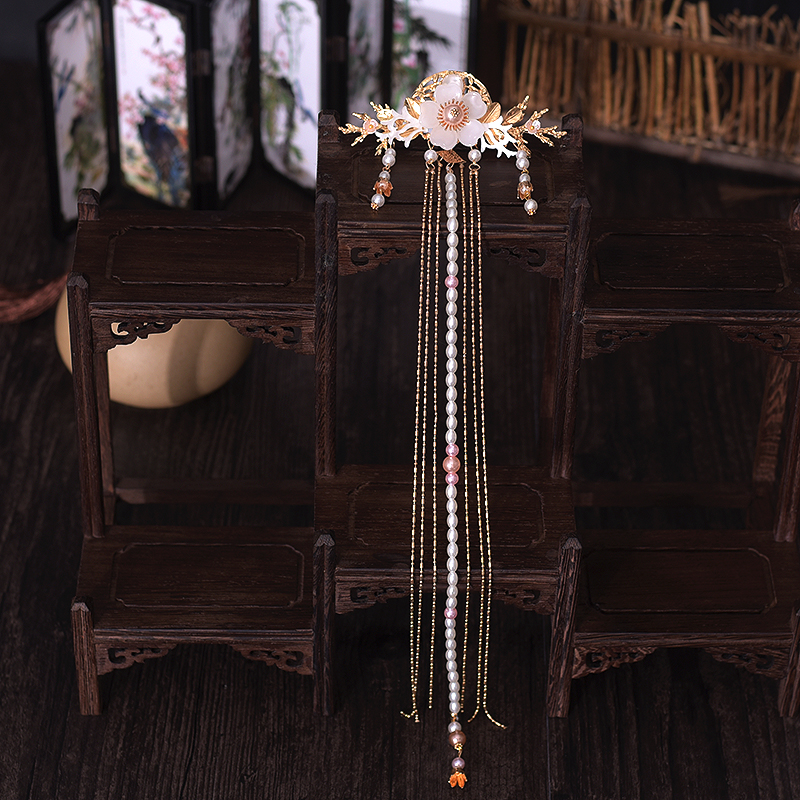 长歌行赵露思同款汉服后压发饰流苏步摇后梳插梳古风头饰发钗配饰,淘宝优惠券,粉丝福利购,淘宝优惠卷