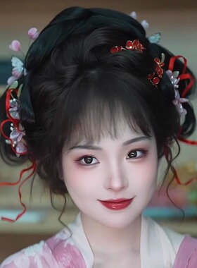 汉服新娘头饰晨袍发饰反重力发绳