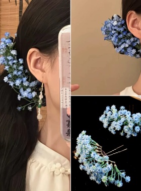 神仙姐姐晚宴同款发饰满天星仿真花头饰发叉古堡公主油画礼服头花