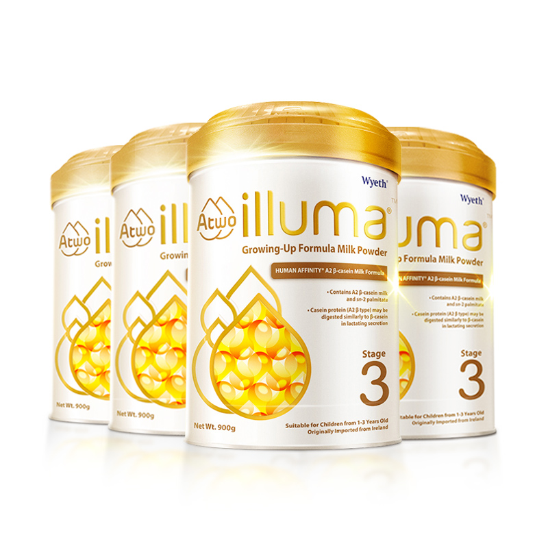 illuma启赋海外旗舰店海外版启赋启赋A2配方奶粉婴幼儿3段爱尔兰进口900g*4罐惠氏0