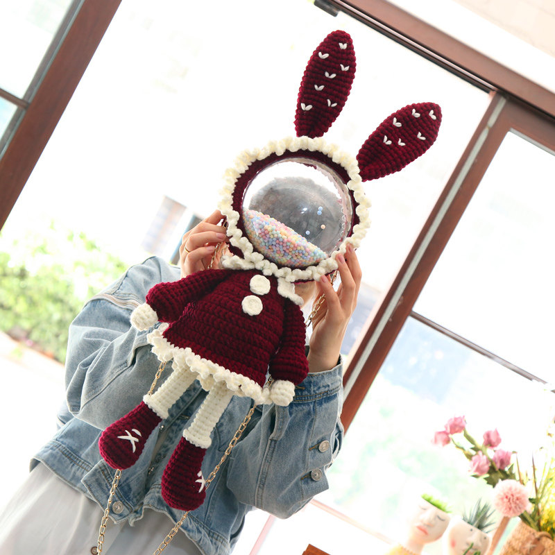 rlk手工diy钩针编织精灵兔网红情侣兔子亚克力毛线包包材料包双肩,淘宝优惠券,粉丝福利购,淘宝优惠卷