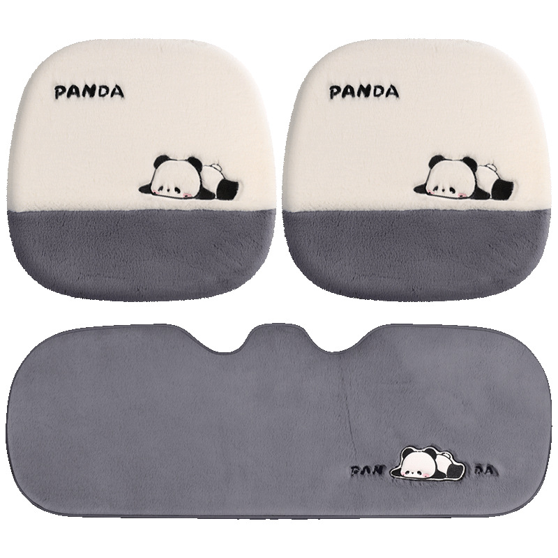 适用荣威e50 350 360 550 e550冬季卡通短毛绒汽车坐垫三件套防滑 - 图3