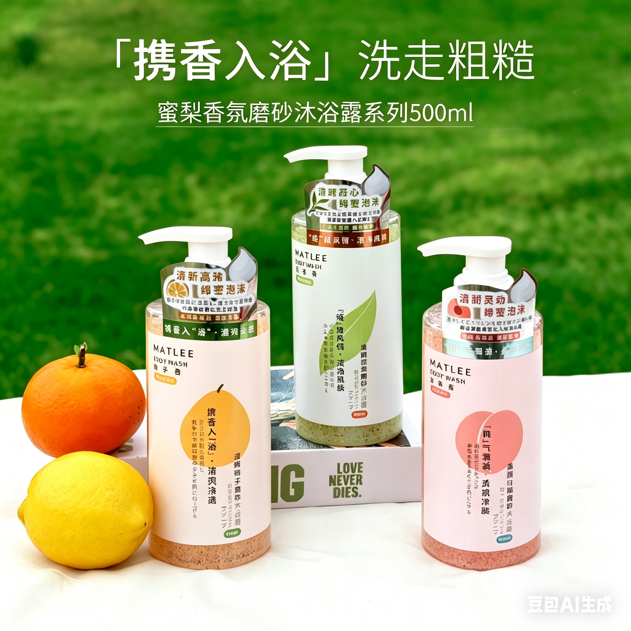 MATLEE/蜜梨清新香氛白桃柚子绿茶芬香清洁保湿磨砂留香沐浴露
