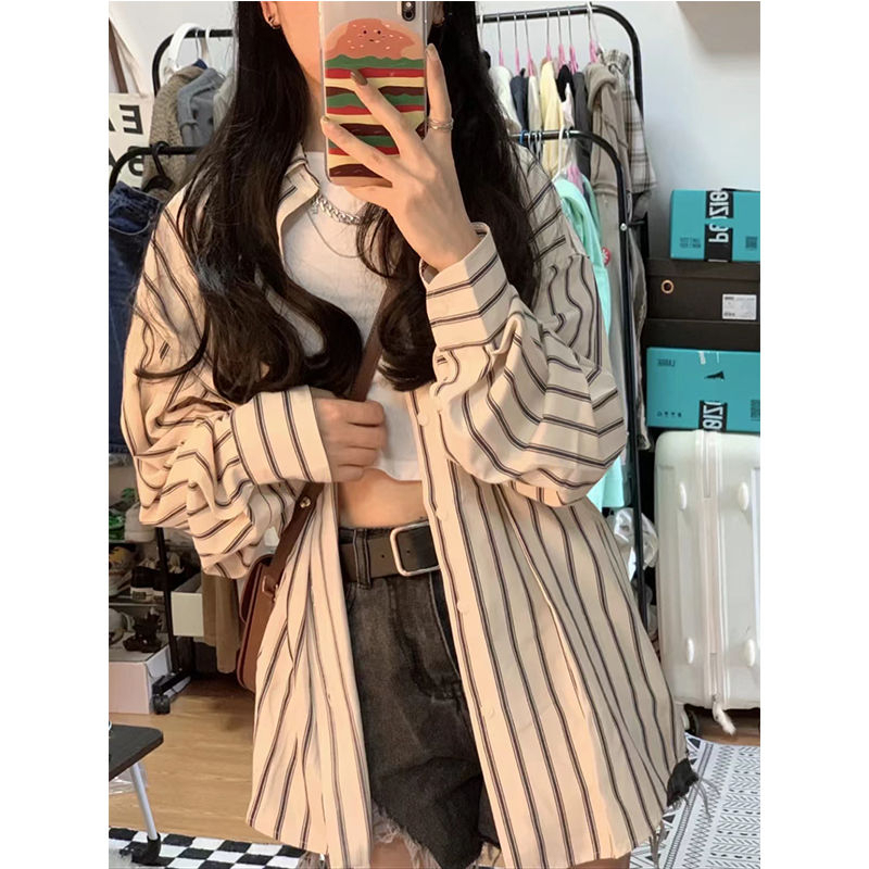 【特惠秒杀】B1防晒衬衫夏季宽松长袖条纹常规防晒上衣衬衣女士_一勺甜美衣定制_女装/女士精品-第3张图片-提都小院