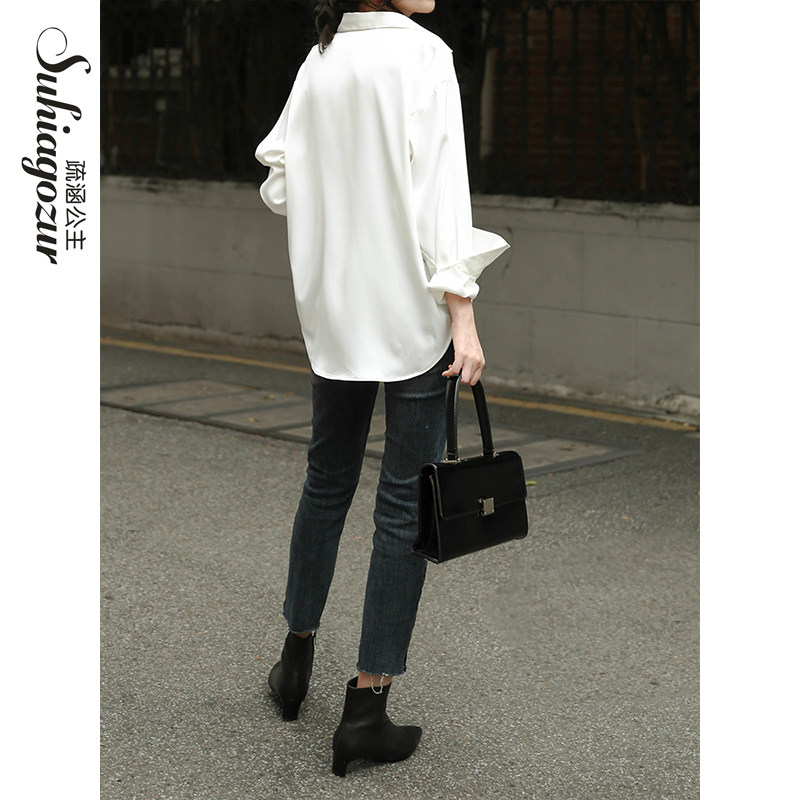 白色女设计感小众轻奢主义垂感衬衫 疏涵公主衬衫