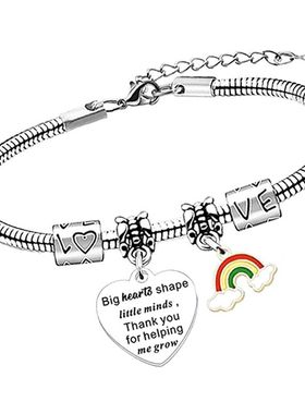 手链欧美不锈钢蛇骨手链教师节吊牌彩虹节日礼物刻字钛钢手链
