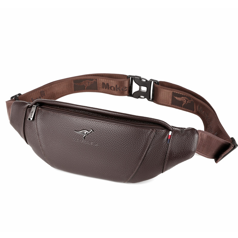 头层牛皮腰包男手机包多功能大容量胸包男士真皮斜挎包运动小包潮,淘宝优惠券,粉丝福利购,淘宝优惠卷