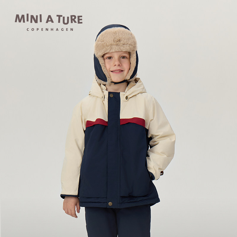 丹麦MINI A TURE童装冬季男童防风防水耐磨拼色厚外套夹克,淘宝优惠券,粉丝福利购,淘宝优惠卷
