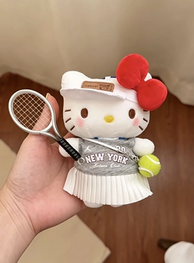 日本SELUMB可爱kitty挂件网球套装KT包包挂件玩偶公仔送朋友礼物