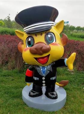 定制卡通雕塑超级小飞侠乐迪玻璃钢雕塑机器人商场动漫人物摆件商