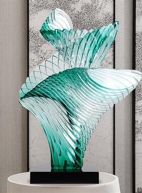 售楼部酒店大堂大型落地雕塑玄关客厅桌面摆件家居装饰品透明树脂