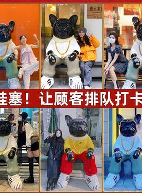 玻璃钢卡通雕塑定制适用于户外招财狗大摆件商场吉祥物雕塑店门口
