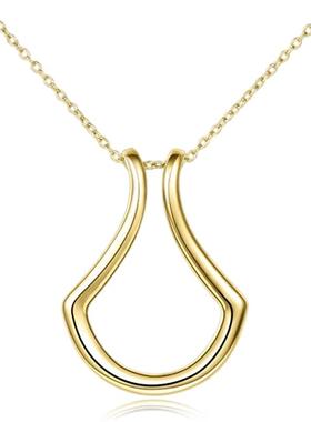 欧美创意时尚扇形锁骨链新品跨境热销新款简约U型钛钢项链女