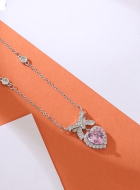 范琪公主少女结项链女生小众设计爱心蝴蝶结锁骨链女饰品厂家潮流