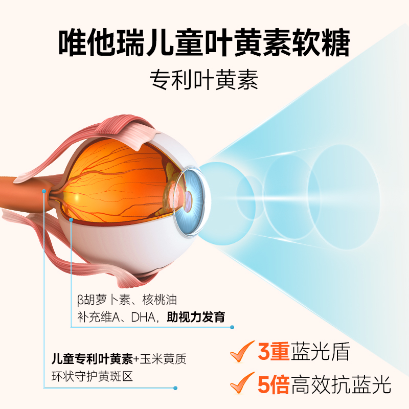 唯他瑞儿童护眼叶黄素脂软糖视力保护青少年